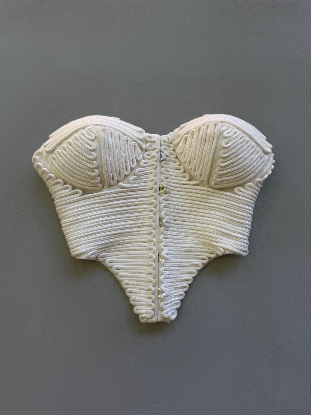 Akira White Textured Corset Bustier Top Size S